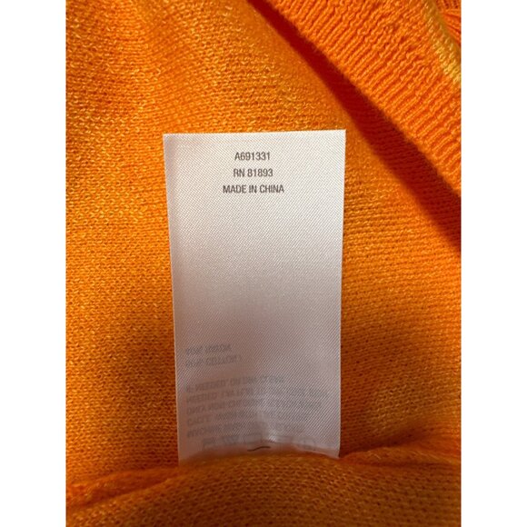 Susan Graver Orange Tropical Print Knit Top With V-Neck & Ruffle Sleeves Size 1X - Picture 7 of 8